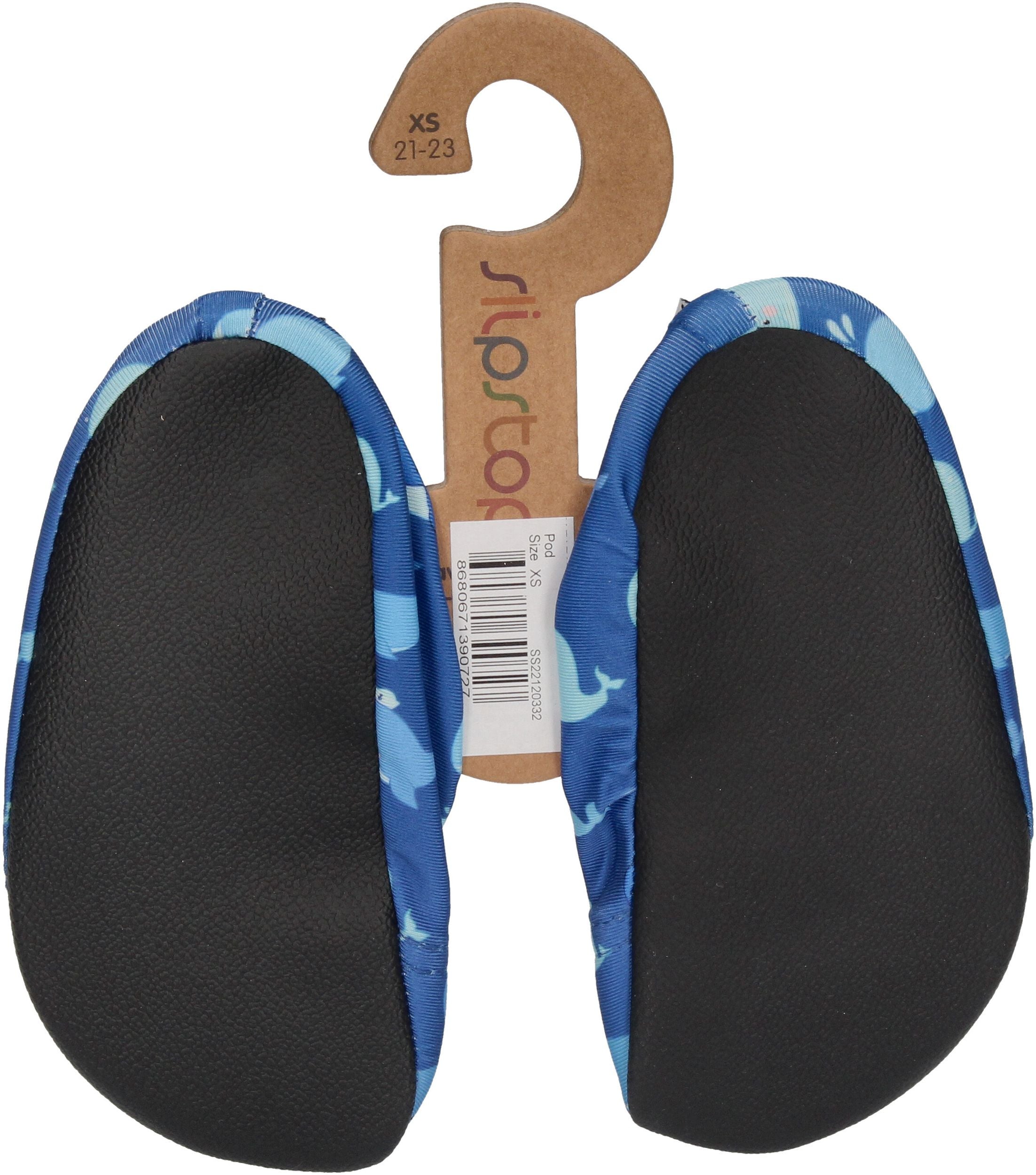 SLIPSTOP Kinder Hausschuhe Badeschuhe POD Wale mid blue-1