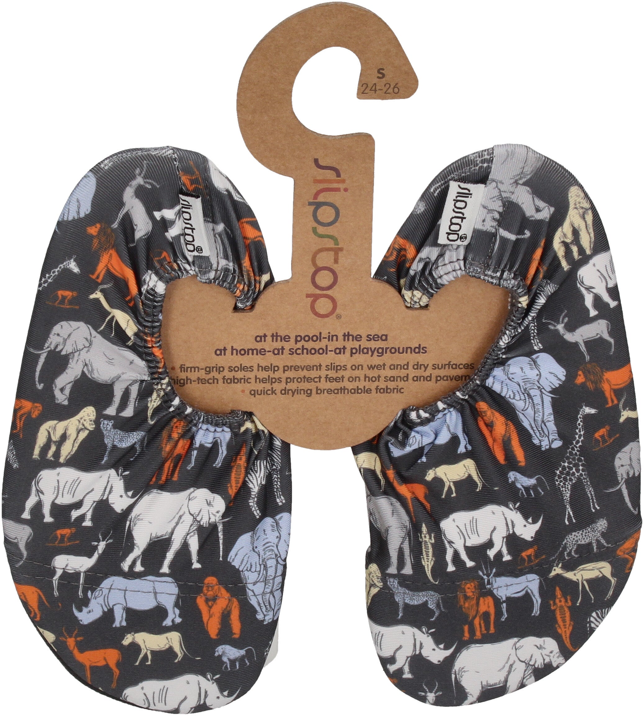 SLIPSTOP Kinder Hausschuhe Badeschuhe SAVANA Tiere bunt-0