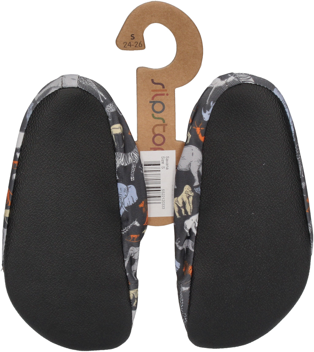 SLIPSTOP Kinder Hausschuhe Badeschuhe SAVANA Tiere bunt-1