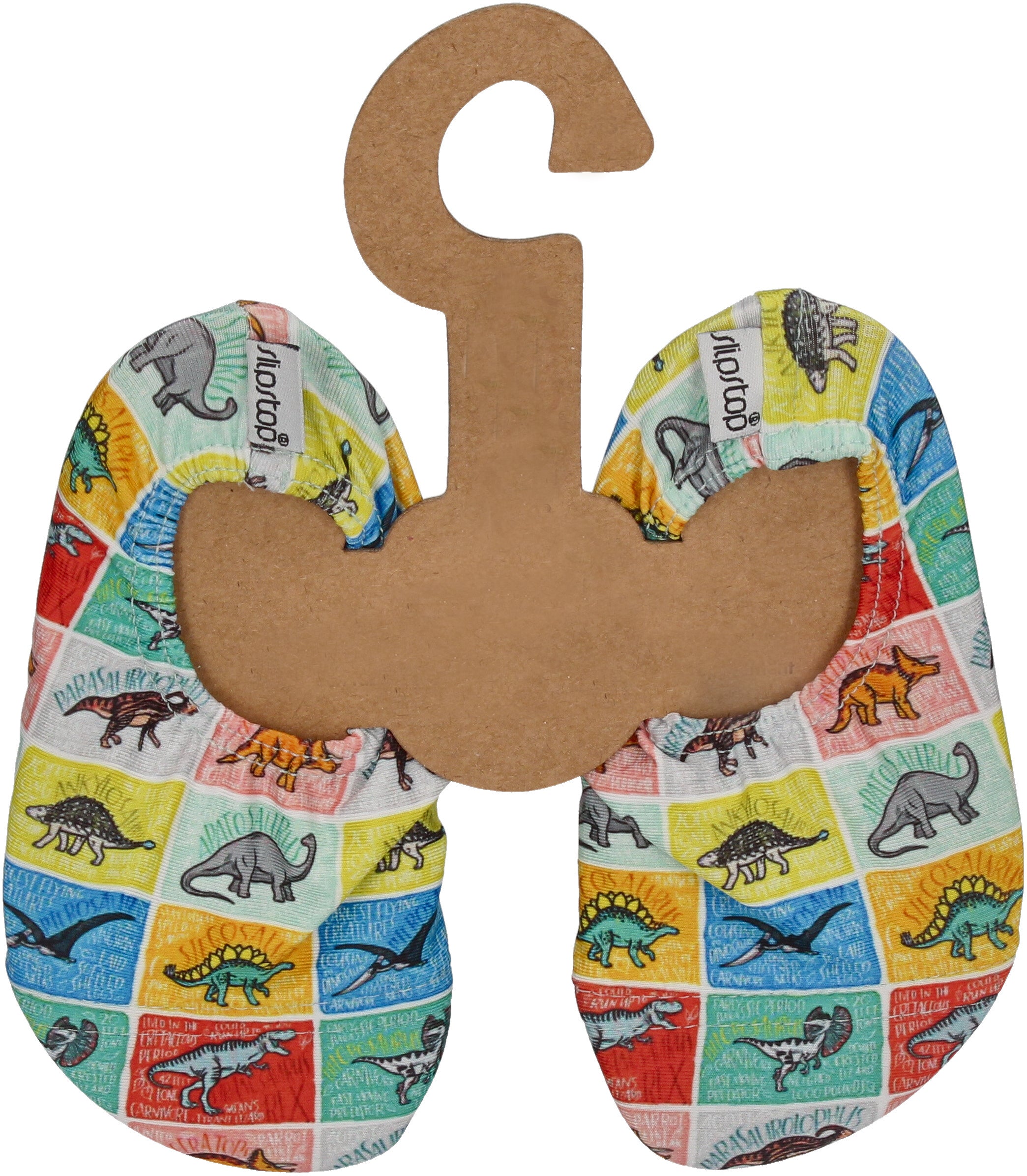 SLIPSTOP Kinder Hausschuhe Badeschuhe SPINOPS Dinos bunt-0