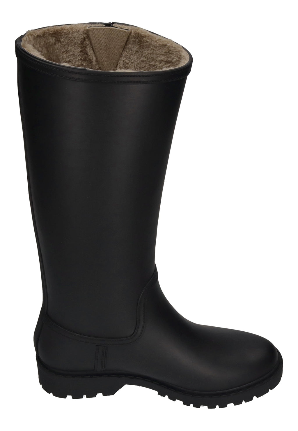 VERBENAS Greta Fur Smooth Gummistiefel in Black mit Kunstfellfutter und Profilsohle, andere Seite
