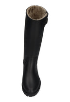 VERBENAS Greta Fur Smooth Gummistiefel in Black, hoher Schaft mit Kunstfellfutter, von vorn