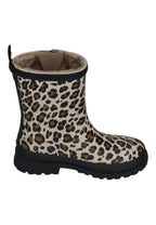 VERBENAS Lina Fur Smooth Animal Gummistiefel in Crudo Leo mit Kunstfellfutter und Zuglasche, andere Seite