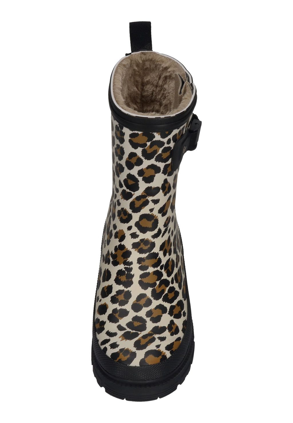 VERBENAS Lina Fur Smooth Animal Gummistiefel in Crudo Leo, Leomuster mit schwarzer Sohle, von vorn