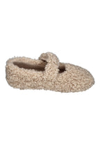 VERBENAS Yina Curly Hausschuh in Beige aus Lockenkunstfell mit weichem Futter, andere Seite