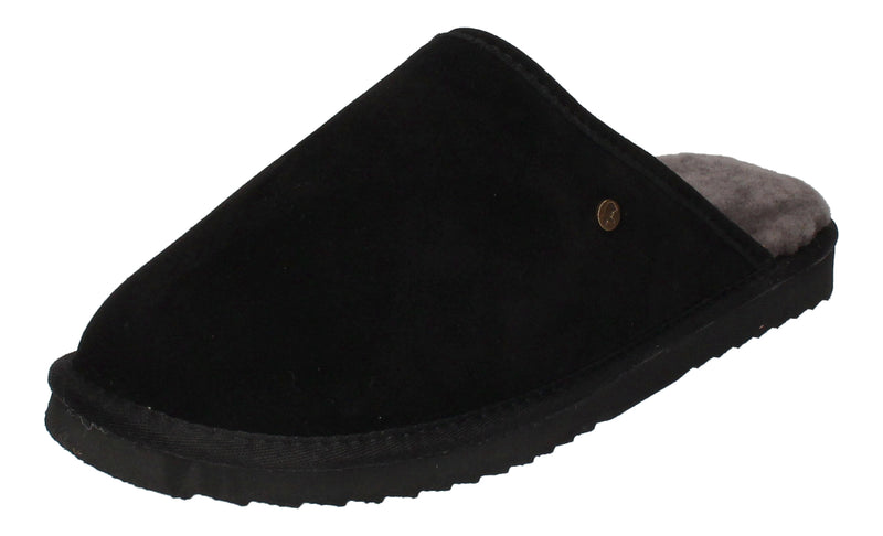 WARMBAT Lammfell Hausschuhe - CLASSIC SUEDE - black-0