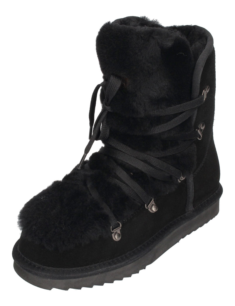 WARMBAT Damenschuhe Schaffell Booties MOONBI SUEDE - black