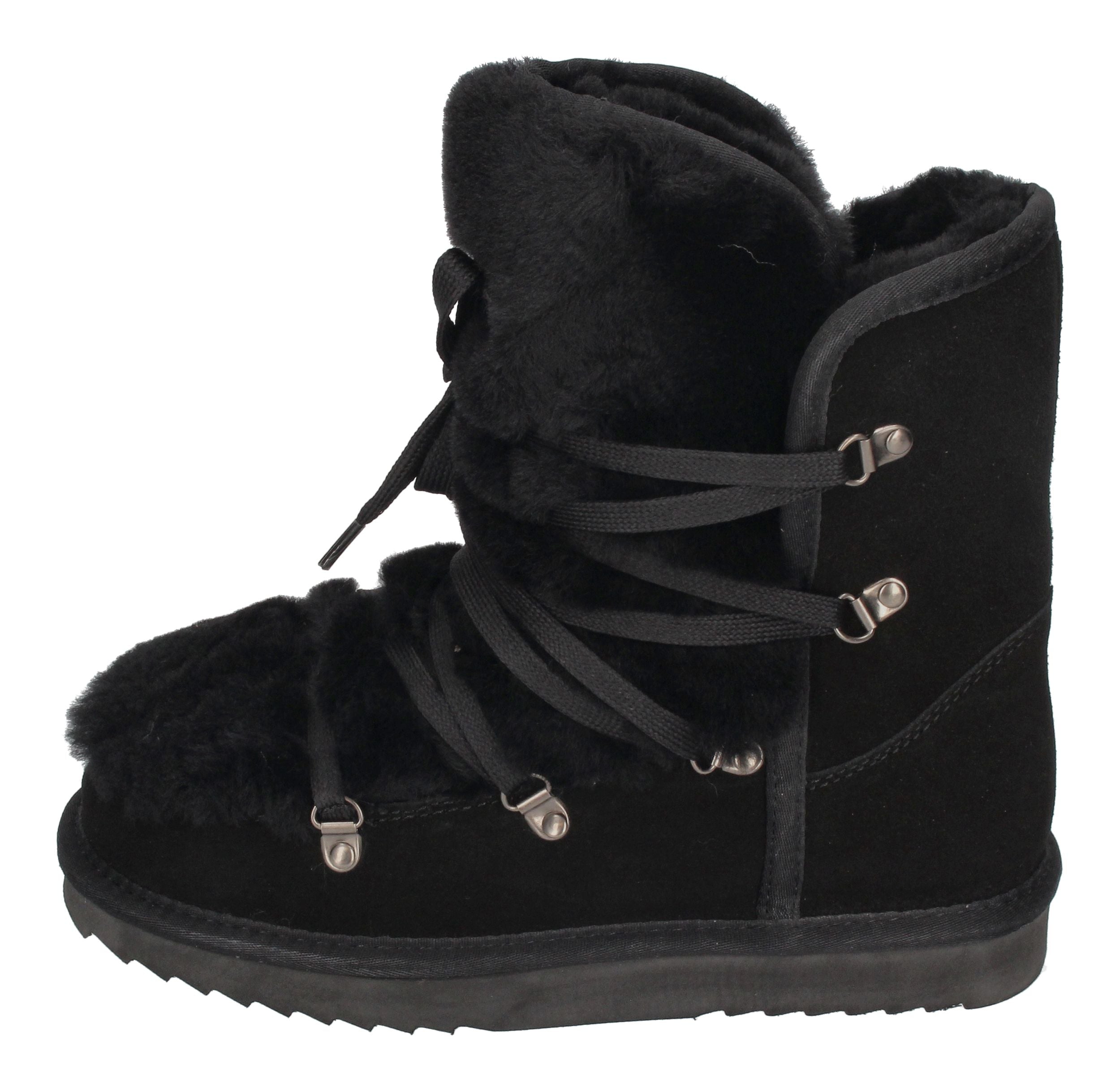 WARMBAT Damenschuhe Schaffell Booties MOONBI SUEDE - black