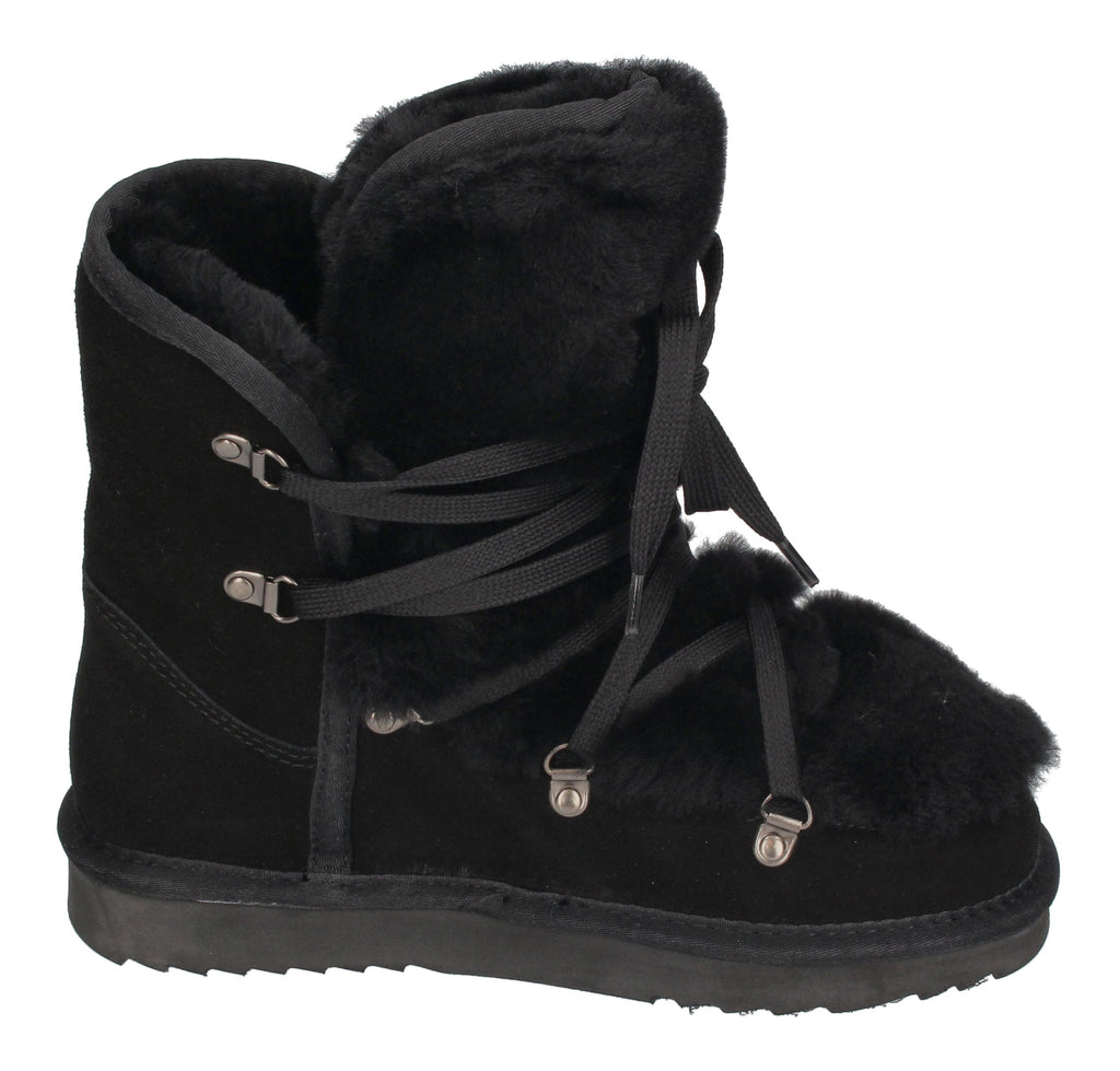 WARMBAT Damenschuhe Schaffell Booties MOONBI SUEDE - black