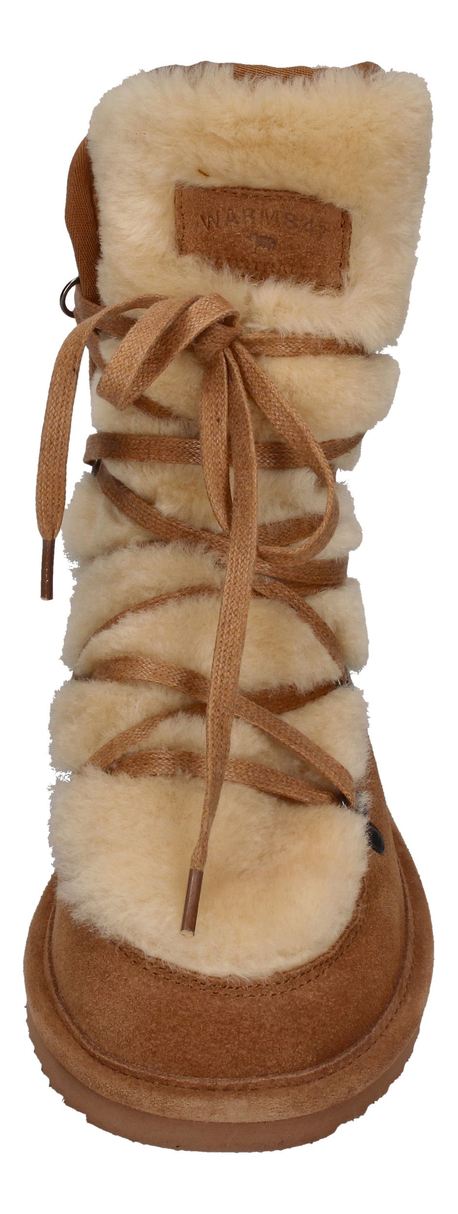 WARMBAT Damenschuhe Schaffell Booties MOONBI SUEDE - cognac