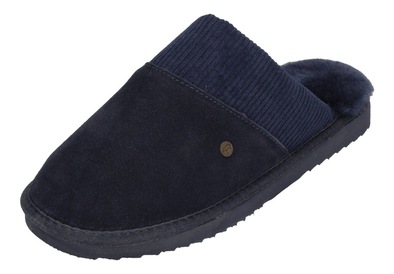 WARMBAT Herren Lammfell Hausschuhe - PERTH - dark navy-0