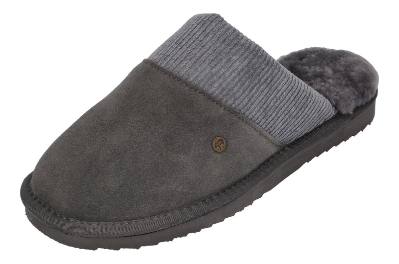 WARMBAT Herren Lammfell Hausschuhe - PERTH - dark grey-0